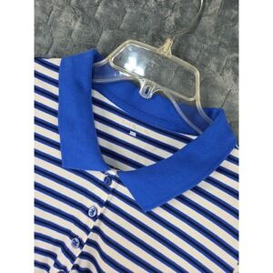 Kim Rogers Womens XXL Blue White Striped Short Sleeve Cotton Polo Shirt